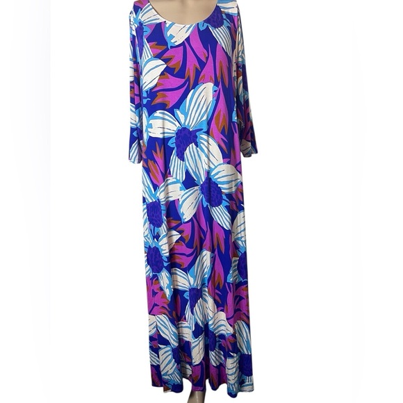 Soft Surroundings NWT Serena Maxi Nazarene Blue Multicolored Dress Size 3X - Picture 1 of 13